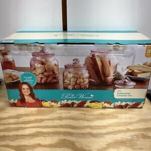 The Pioneer Woman Cassie Embossed Glass Canister - Pink (Set of 3)